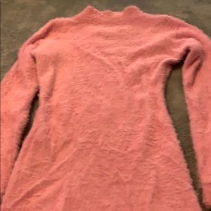 Pink furry “Beverly Hills” mini sweater dress